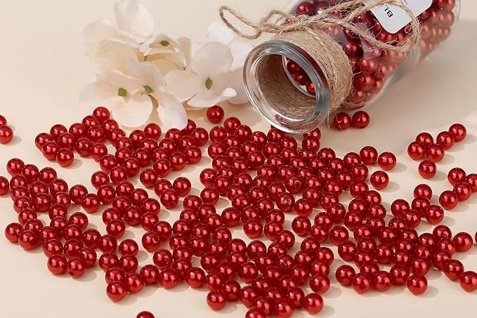 DUQGUHO Red Pearl Beads for Crafts 6mm Plastic Pearl Beads - Image 3