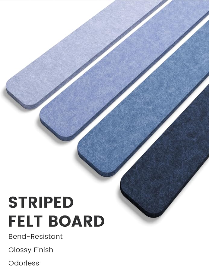 Fluxynara Cork Board Alternative Felt Strip Board 8-Pack 13"x2", Office Pin - Image 3