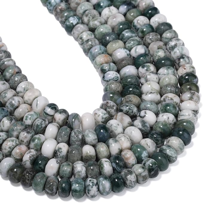 Songxi 5x8mm Natural Tree Agate Rondelle Beads, Gemstone - Image 7