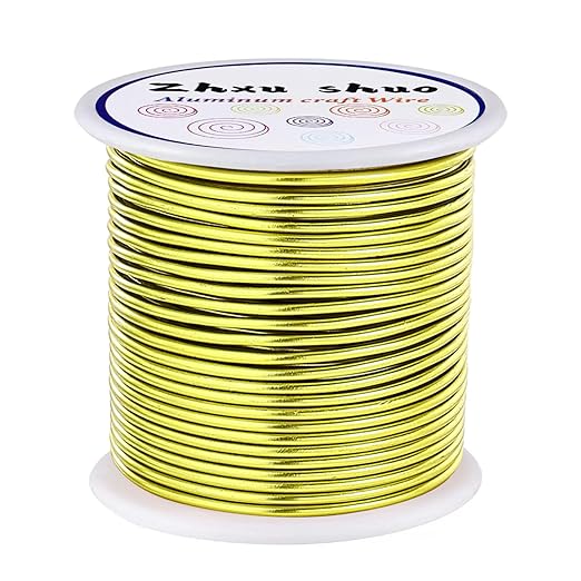 12 Gauge(2mm) Aluminum Wire 35 Yards Anodized Metal Wire for Bonsai Armature Crafting Sculpting Jewelry Craft Making Beading Floral (Yellow, 12 Gauge)