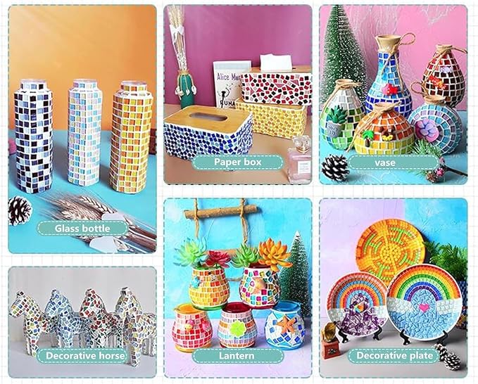 1.1LB Mixed Color Irregular Crystal Mosaic Tiles, Tiny Mini Mosaic Tile DIY - Image 2