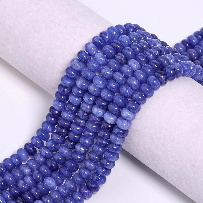 Songxi 5x8mm Natural Dark Blue Stone Rondelle Beads, Gemstone - Image 7