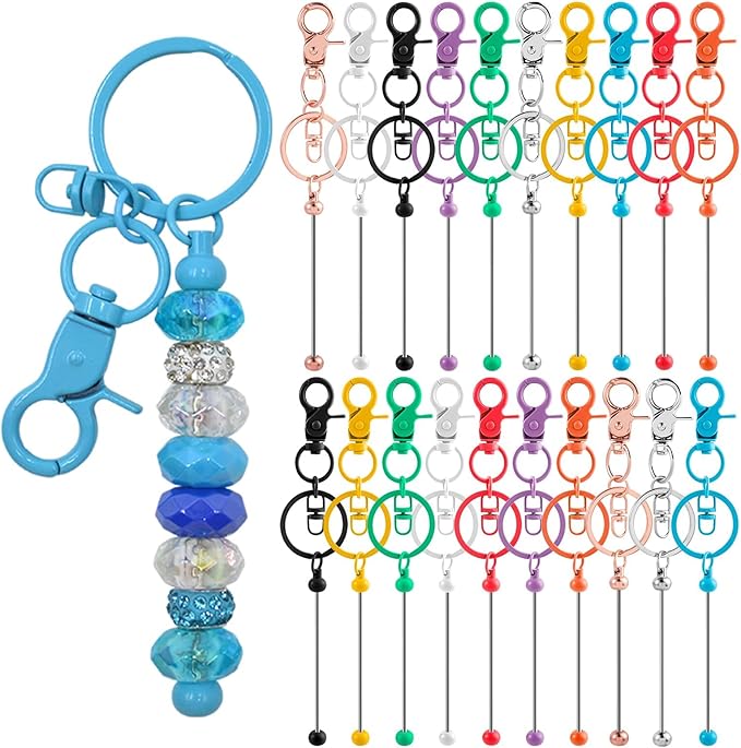 100 Pcs Beadable Keychains Bulk Kit – DIY Keychain Making Supplies by DNLEGULI