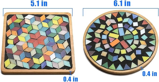 Lanyani 2 Sets of DIY Mosaic Craft Kits Mosaic Tiles Coaster Kit Make Your Own - Image 2