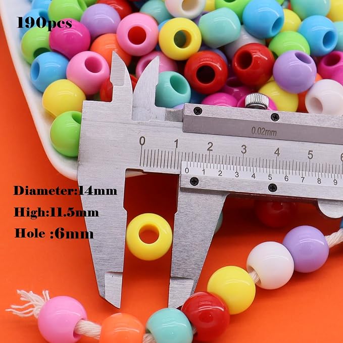 190pcs 14mm Plastics Acrylic Beads Mix Rainbow Color DIY Colorful Mix 10 Color - Image 2