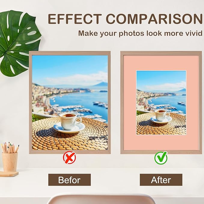 15 Pack 20x16 Picture Mats, Mixed Colors Frame Mattes for 11x14 Pictures Photo Frame Mat Core Bevel Cut Mat Board Show Kit for Photos, Prints, Artworks