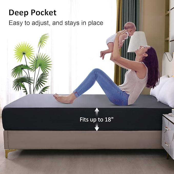 Waterproof Mattress Protector King, Fitted Sheet Style Breathable Mattress Cover - Image 4
