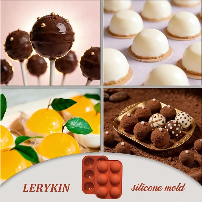 Lerykin 6 Holes Medium Semi Sphere Silicone Molds, 2 Packs Half Sphere Silicone - Image 7
