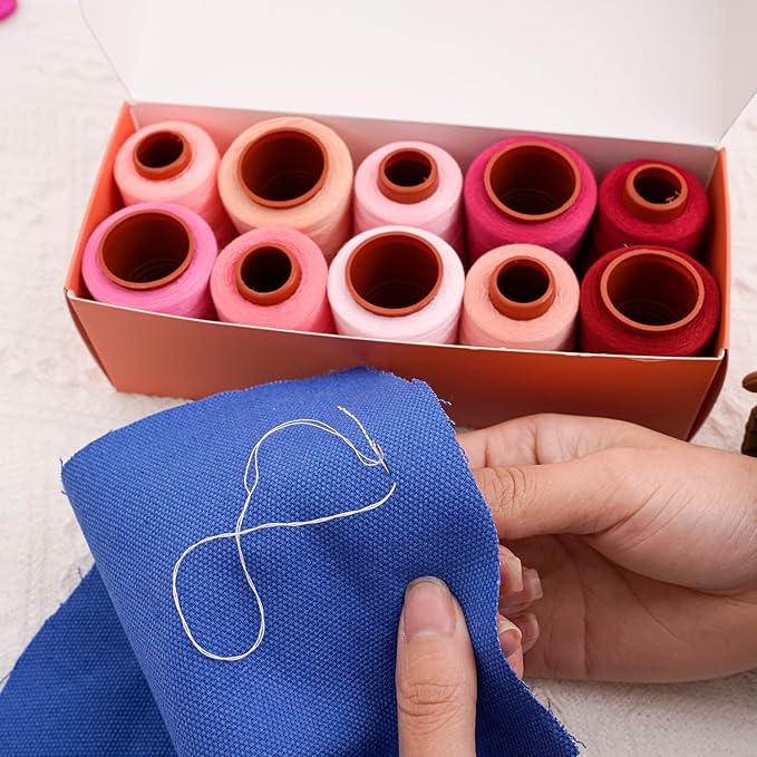 10 Pcs Sewing Thread, All Purpose Sewing Thread, 10 Spools Assorted Colors Each 800 Yards of Polyester Threads for Sewing Machine, Hand Stitching, Quilting, Serger (Pink Color System)