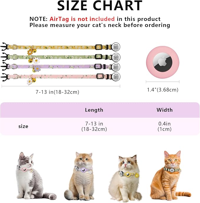 QR Code + Airtag Cat Collar, 2-in-1 Breakaway Safety Collar - Image 2