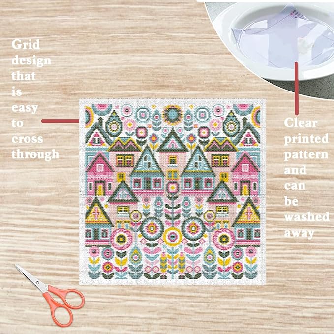 FREEBLOSS 11CT Vector Cottage Stamped Cross Stitch Kits Complete Embroidery Kits - Image 3