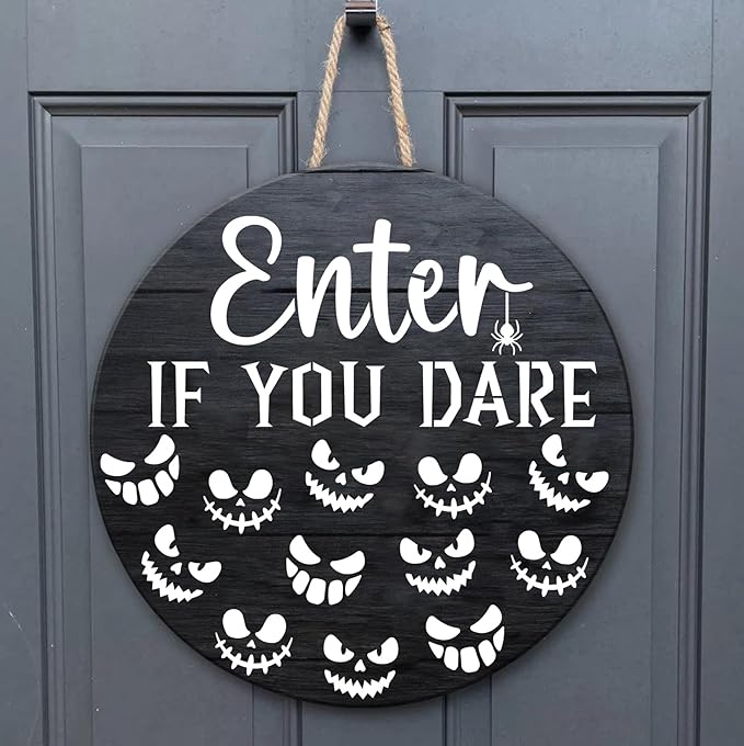 Halloween Stencils for Painting on Wood 12” Halloween Stencil Hey Boo Ghost Face Pumpkin Bats Spider Templates for Door Hanger Porch Sign Doormat