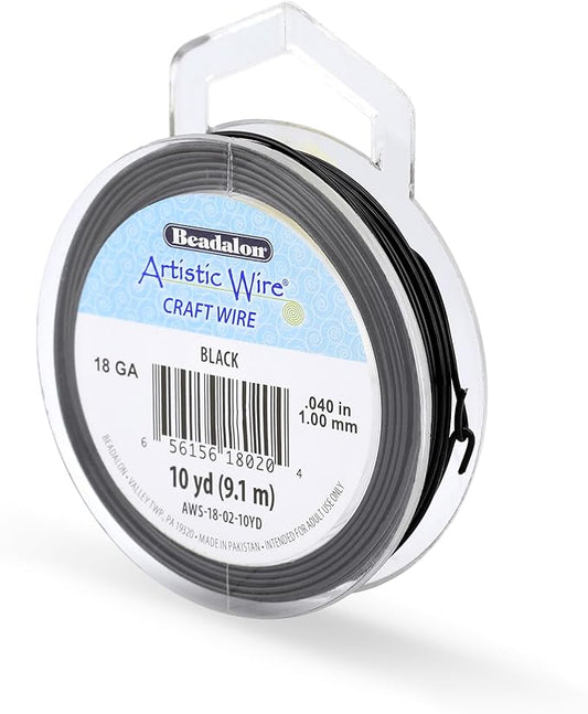 Artistic Wire, 18 Gauge Tarnish Resistant Colored Copper Craft Wire, Black, 10 yd