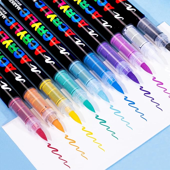 Guangna Acrylic Paint Markers,120 Colors with Direct-Liquid Ink Control System, Professional-Grade Paint Pen for Rock Painting, Canvas, Glass, Plastic, Fabric & Creative Crafts