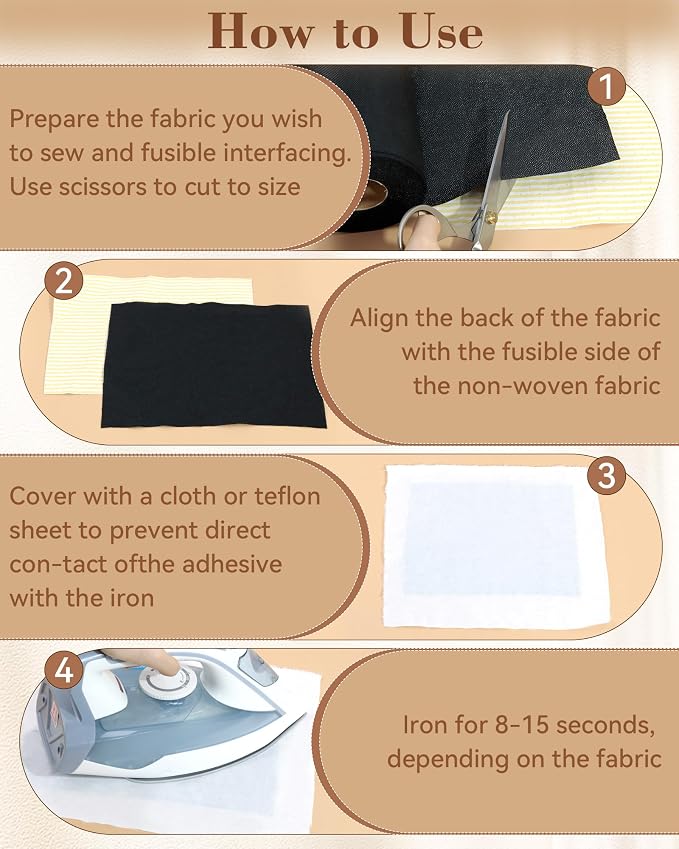 FIVEIZERO Medium Weight Black Iron-On Non-Woven Fusible Interfacing: 12in x - Image 4