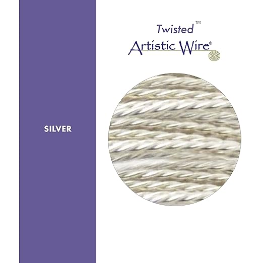 Artistic Wire, 22 Gauge / .64 mm Silver Plated Tarnish Resistant Colored Copper Craft Wire, Round Twist, Tarnish Resistant Silver, 5 yd / 4.57 m