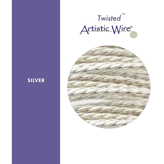 Artistic Wire, 18 Gauge / 1.0 mm Silver Plated Tarnish Resistant Colored Copper Craft Wire, Round Twist, Tarnish Resistant Silver, 10 ft / 3.1 m