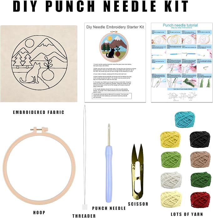 HYINUS DIY Punch Needle Kit for Beginners, All-in-One Embroidery Starter Set - Image 3