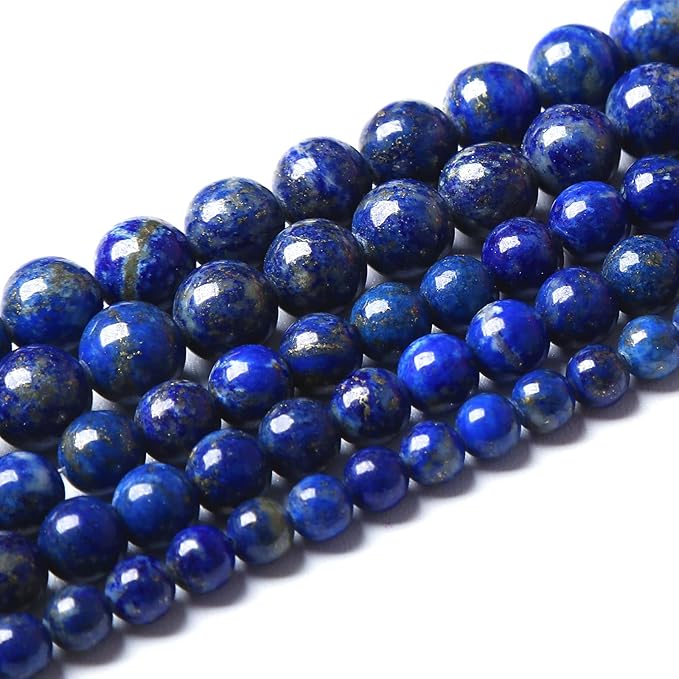 6mm 120PCS AAA+ Natural Lapis Lazuli Gemstone Beads Round Loose Stone Beads for Jewelry Making DIY Bracelets Necklace Earrings 32" 2 Strands