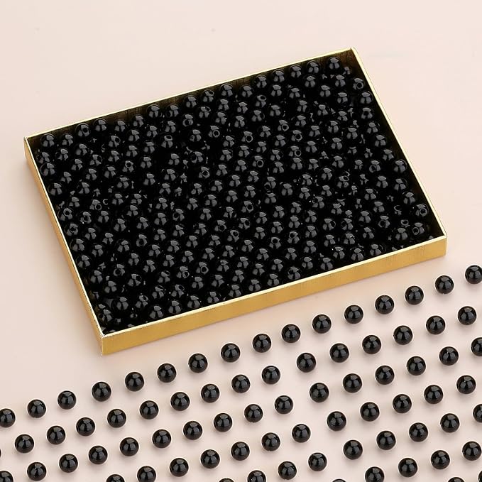DUQGUHO Black Beads for Bracelets 8mm Black Pearls - Image 2