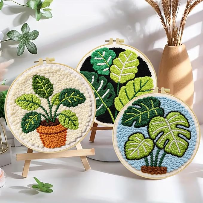 JOZYSH Green Plants of Various Shapes Punch Needle Kits by Unknown