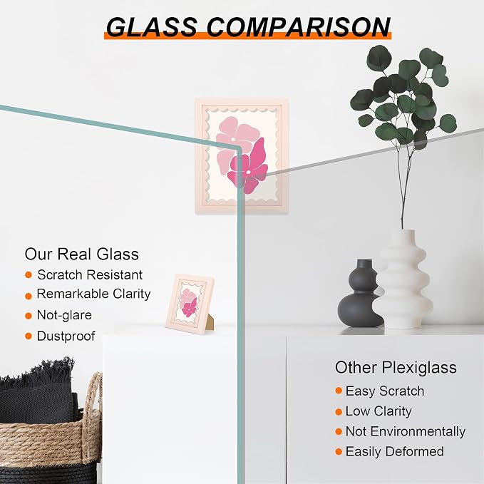 8x10 Picture Frame with Real Glass, Wooden cute 8 x 10 Photo Frame with Wavy Mat - Image 3