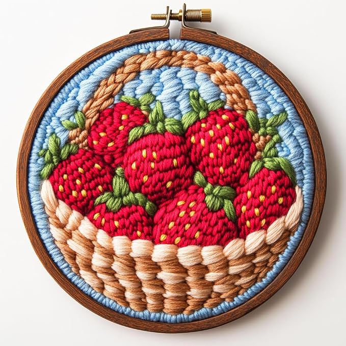 DIY Punch Needle Kits Red Strawberries in Basket Easy by Unknown