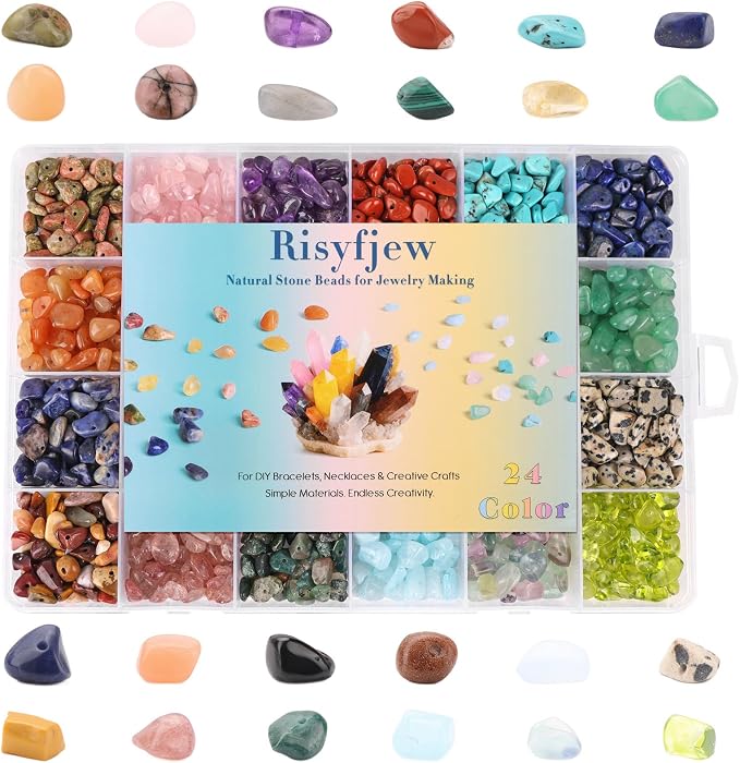 Crystal Chips Beads for Jewelry Making, 24 Colors Natural Gemstone Beads Making - Image 2