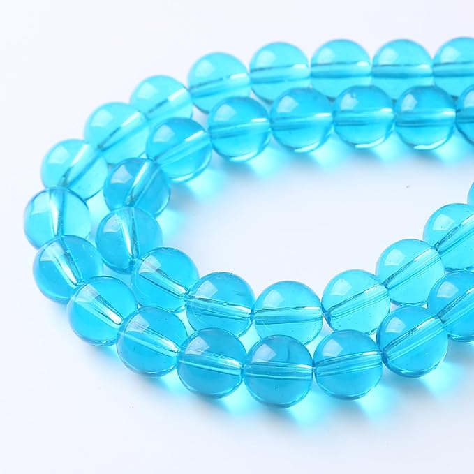 32pcs 12mm Topaz Blue Crystal Glass Beads Round Loose Spacer Beads for Jewelry Making DIY Bracelet Necklace Healing Power Stone