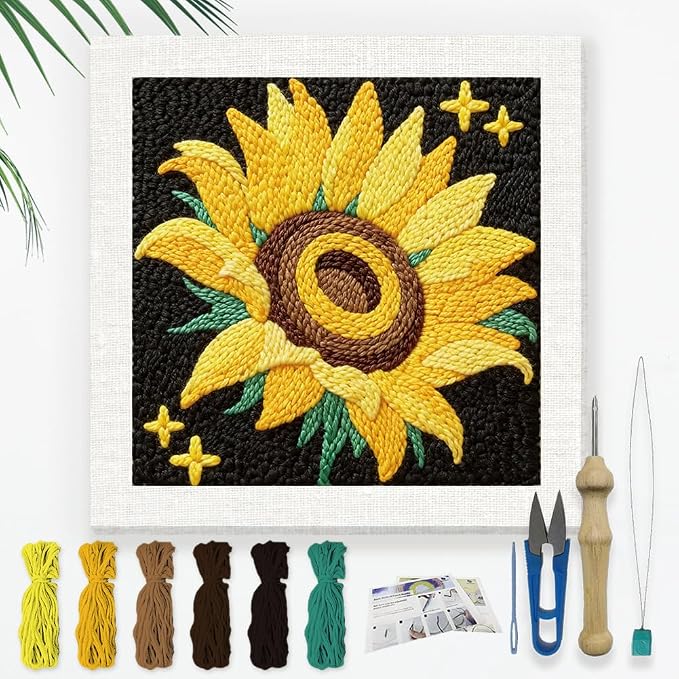 Doodlream Sunflower DIY Punch Needle Embroidery Kit by Doodlream