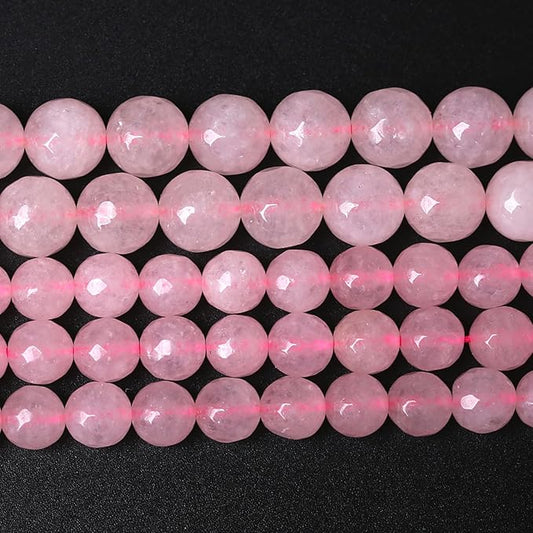45pcs 8mm Natural Rose Pink Quartz Crystal Faceted Stone Beads for Jewelry Making Energy Healing Power Stone Beads DIY Bracelet Necklace Accessories 15" (8mm, Faceted Rose Quartz)
