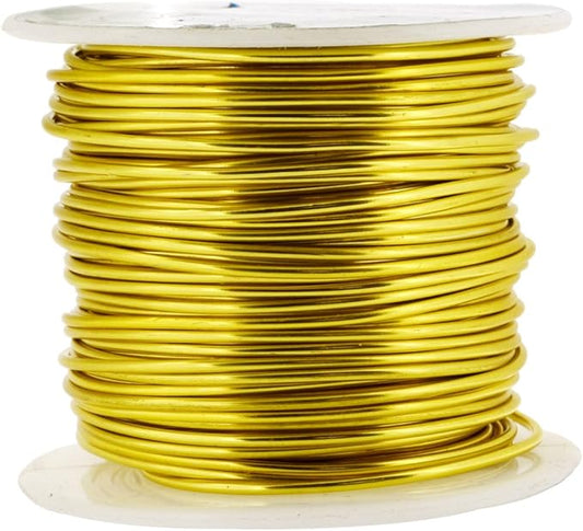 Mandala Crafts 16 Gauge Anodized Aluminum Craft Wire for Jewelry Making - 100 FT Colored Flexible Light Gold Tone Wire - Bendable for Bonsai Armature Crafting Sculpting