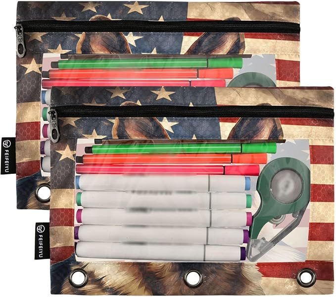 Dog German Shepherd American Flag Pencil Pouch - Image 2