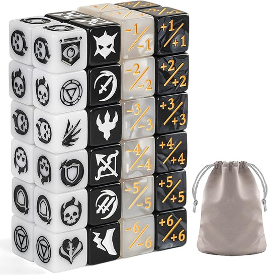 48 Pieces Abilities Keywords Counter Dice MTG Dice 1/+1 Counters Bulk Creature Stats Buff Tokens Dice Set for Magic The Gathering, MTG, TCG, Card Games Accessories (Multicolor)