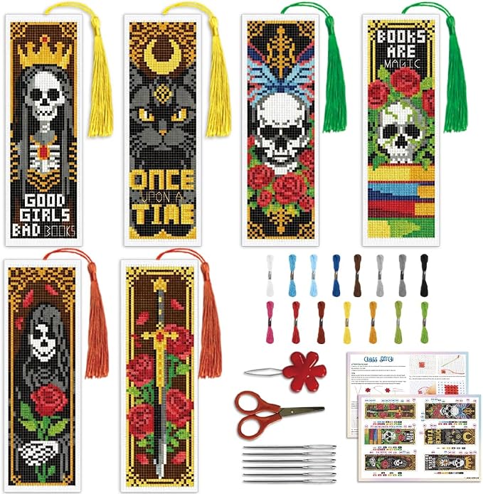 ACRNIGHEET 6PCS Cross Stitch Bookmark Kit by ACRNIGHEET