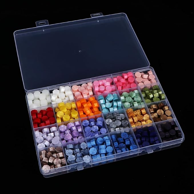2pcs 24 Grids Clear Plastic Organizer Box Fixed Compartment Storage Container for Craft, Beads, Jewelry, Small Parts, 7.4X5.1X0.86 INCH