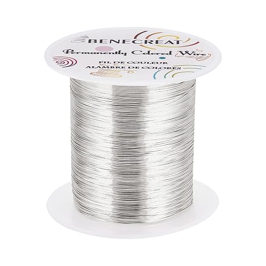 BENECREAT 26 Gauge 131 Yards Tarnish Resistant Silver Wire Jewelry Beading Wire by BENECREAT