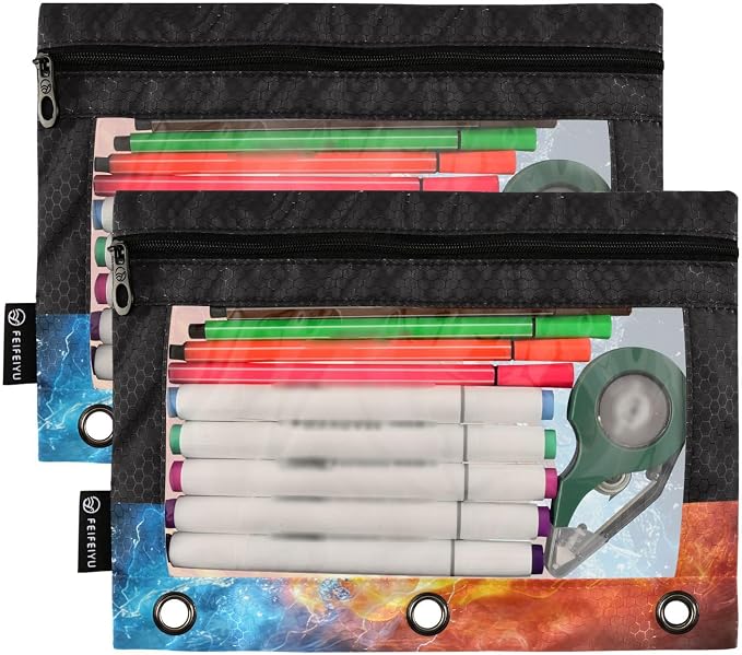 Custom American Football Fire Water Pencil Pouch - Image 2