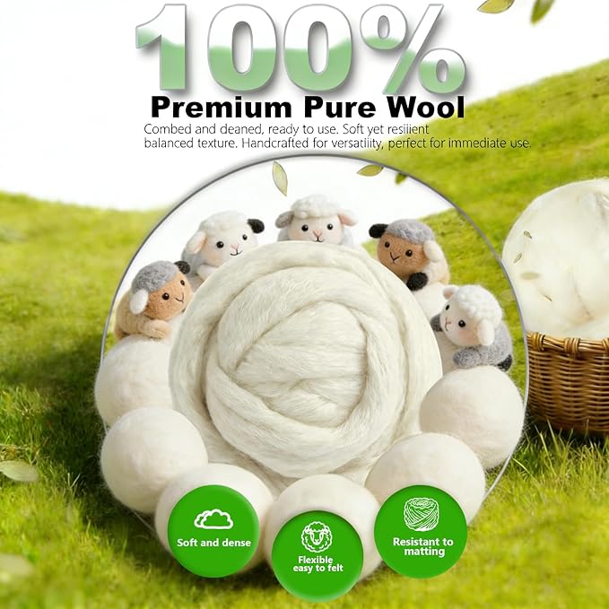 Wool Roving-3.5oz Needle Felting Wool, Soft Multi-Color Wool Fiber, Perfect - Image 5