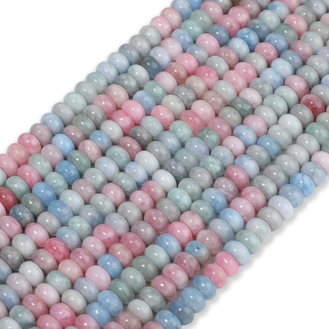 Songxi 5x8mm Natural A+ Morganite Rondelle Beads, Gemstone - Image 2