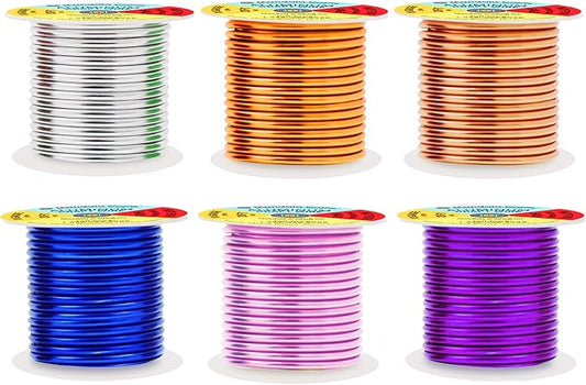 Mandala Crafts 10 Gauge Anodized Aluminum Craft Wire for Jewelry Making - 120 FT Colored Flexible Silver Copper Gold True Blue Purple Pink Wire - Bendable for Bonsai Armature Crafting Sculpting