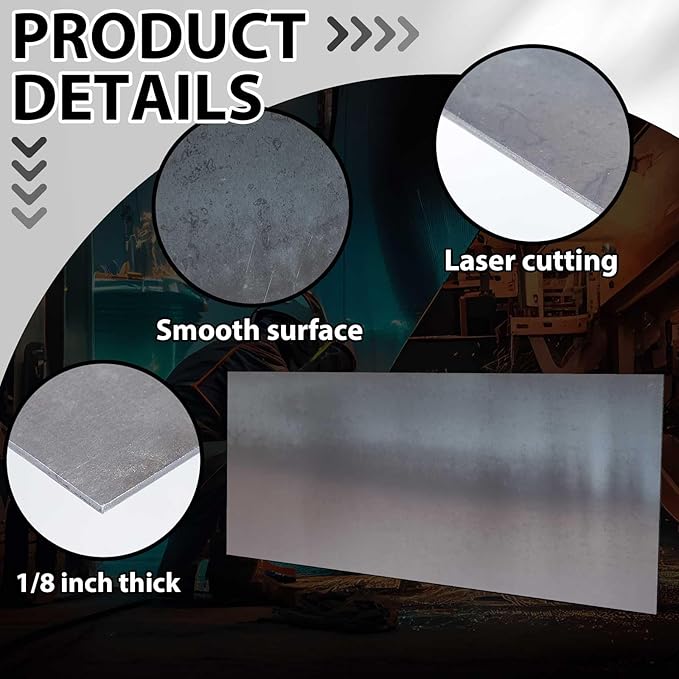 Hicarer 24 x 48 Inch A36 Carbon Steel Sheet 0.08" Thickness Length 14 Gauge Hot Rolled Steel Plate for Automotive Sheet Metal, Furniture or Industrial, Unpolished (Mill) Finish