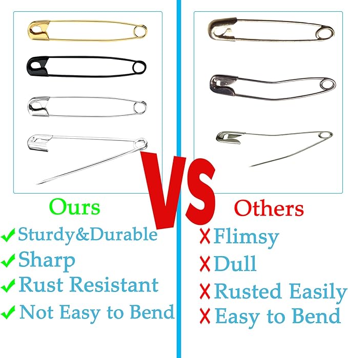100PCS Small Safety Pins, 2.1 inch, Rust-Resistant Nickel Plated Steel, Sharp Edge for Clothes, Sewing, Arts & Craft, Decorative (Silver)