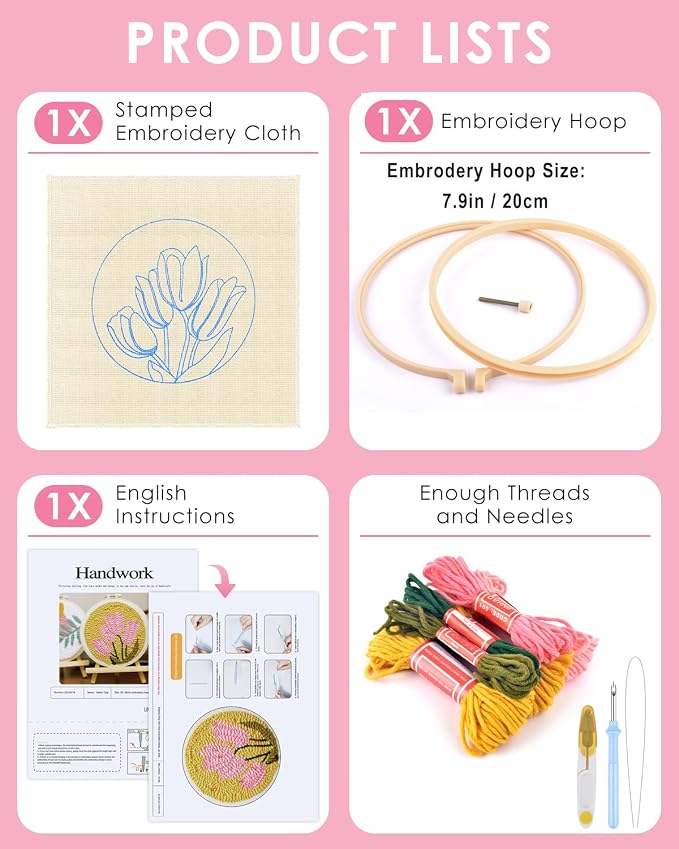 TINDTOP Punch Needle Embroidery Kits, Tulip Punch Needle Kits - Image 3
