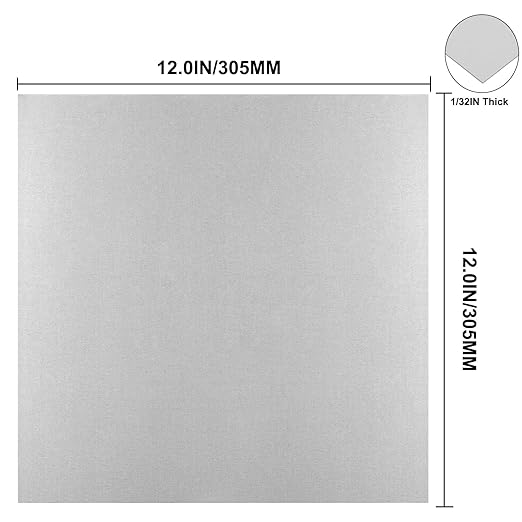 Galvanized Metal Sheet 12" x 12" x 1/32" Inch Galvanized Steel Sheet Plates for Magnetic Mount Board Wall 20GA(0.80MM) Galvanized Steel Plate Panels Stock for Roof Flashing Fixing Repair, Crafts, DIY