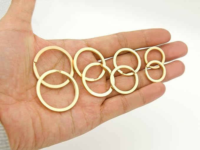 40 Pack Key Ring Keychain Mix 4 Sizes Golden Metal Flat Split Key Chains Rings - Image 3