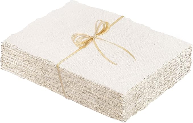 Prudiut 50 Sheets Cotton Watercolor Paper, 5 x 7 inches, 300 GSM, Deckled Edge by Prudiut