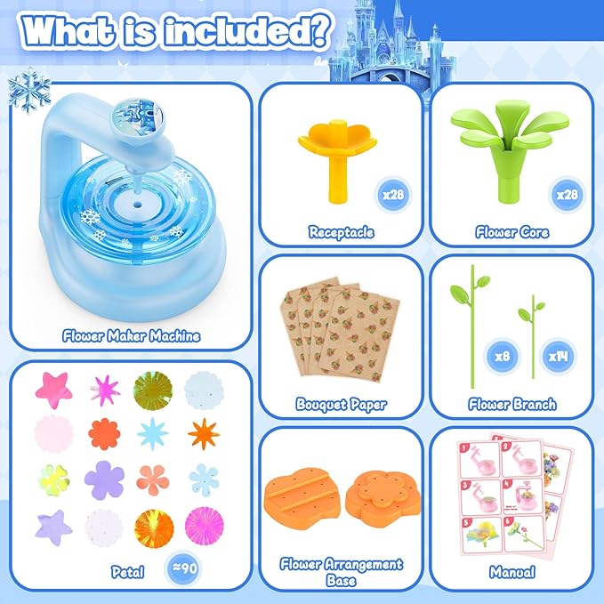 cosone Arts and Crafts Kits for Kids Age 3-12, Fabric Flower Bouquets Toys, DIY Craft Kits Toys for Kids, Ideal Gifts for Preschool Girls, Educational Handmade Frozen Toy for Girls Ages 3 4 5 6 7 8 9