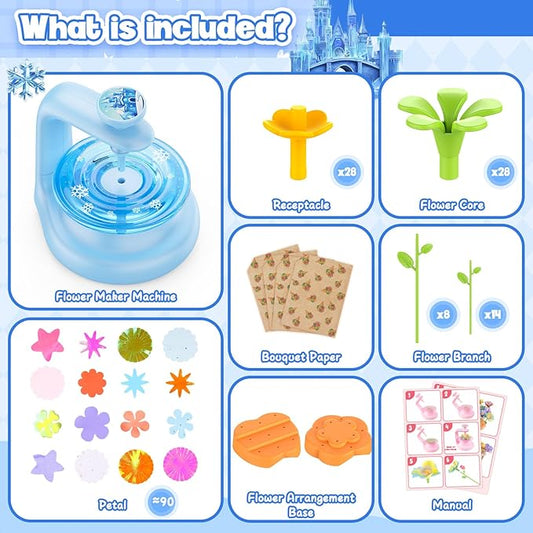cosone Arts and Crafts Kits for Kids Age 3-12, Fabric Flower Bouquets Toys, DIY Craft Kits Toys for Kids, Ideal Gifts for Preschool Girls, Educational Handmade Frozen Toy for Girls Ages 3 4 5 6 7 8 9