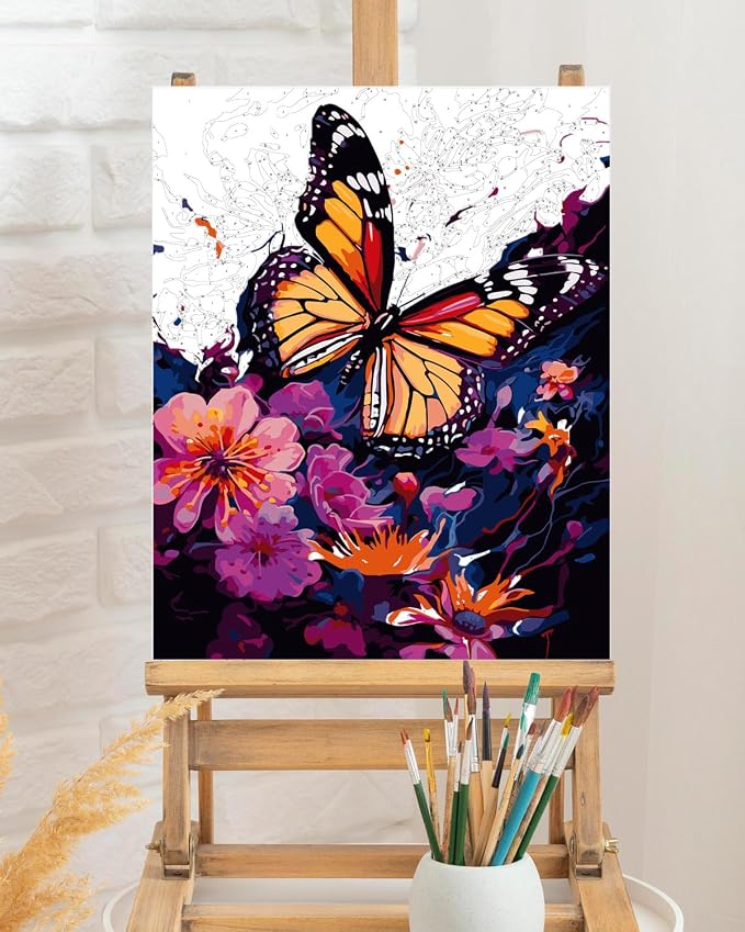 TOCARE Butterfly Flowers Paint by Numbers Kit - Image 5